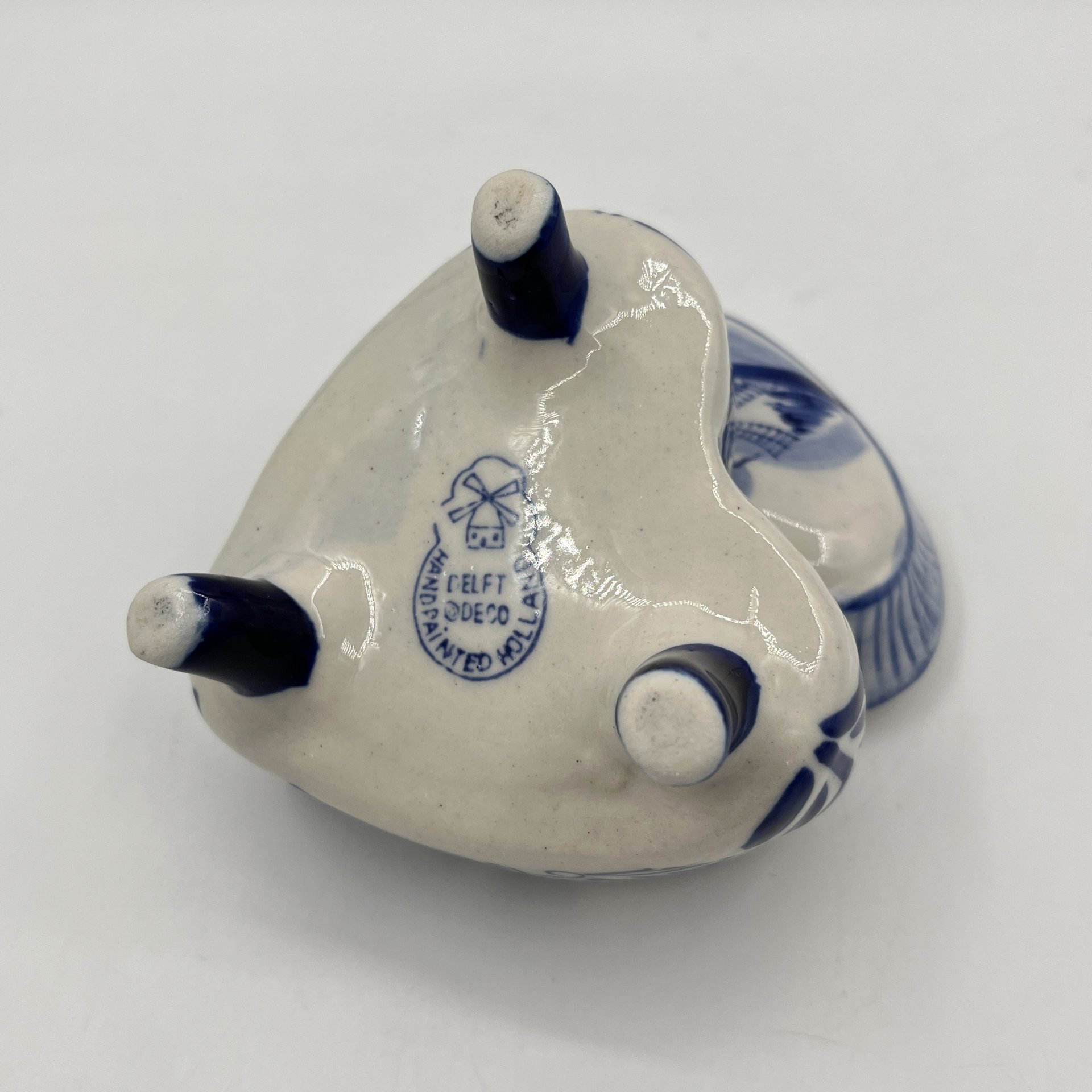 Шкатулка в форме сердца с изображением мельницы, Delfts Blauw