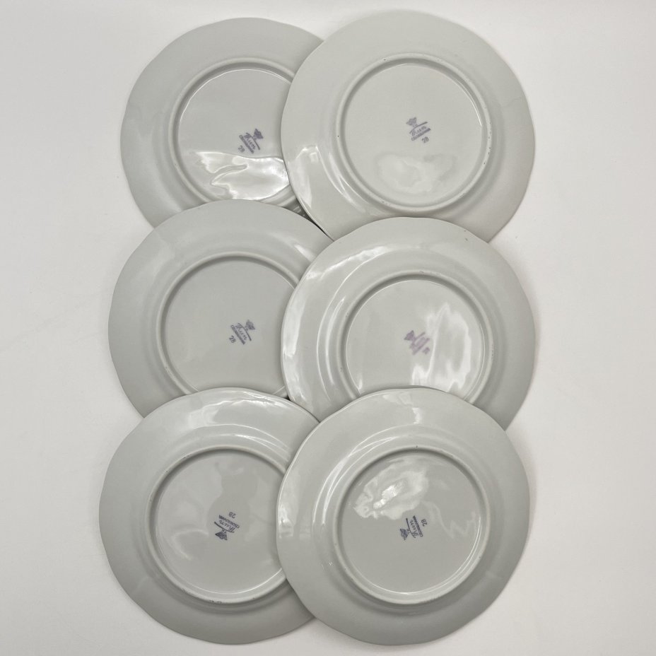 Набор десертных (пирожковых) тарелок "Мадонна" на 6 персон, фарфор, деколь, золочение, Thun (Тун), Чехословакия, 1970-1990 гг.