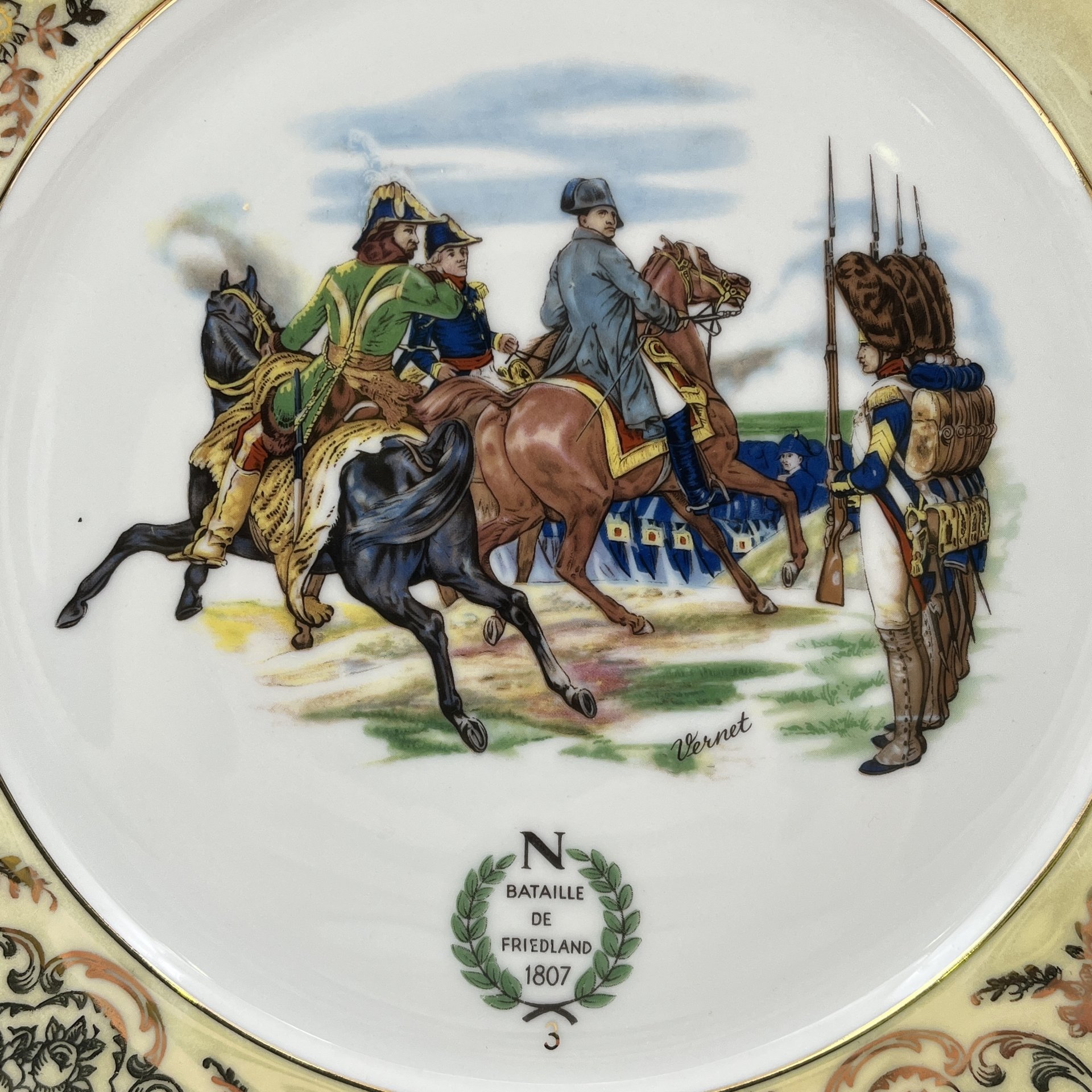 Тарелка декоративная "Фридландское сражение, 1807 г.", Leni or Erich Parbus, фарфор, люстр, деколь, золочение, Германия, 1960-1980 гг.