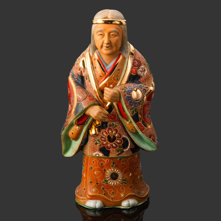 Статуэтка "Уба" из легенды о Такасаго (高砂), фарфор, роспись,золочение, Япония, 1980-1990 гг.