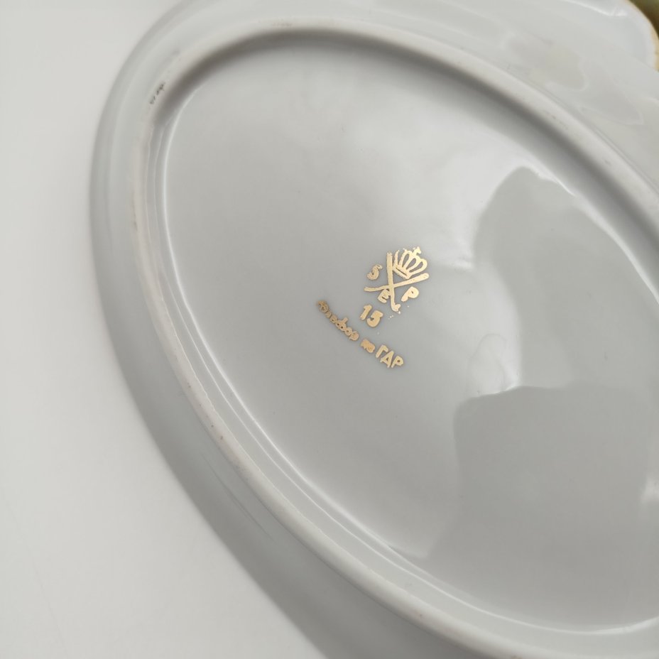 Набор сервировочный из сервиза "Гейша" (7 предметов), фарфор, люстр, деколь, золочение, Spezial Eisenberg Porzellan (SEP), ГДР, 1960-1980 гг.