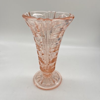Вазочка для небольшого букета в карамельном оттенке, цветное стекло, пресс, СССР, 1950-1970 гг.