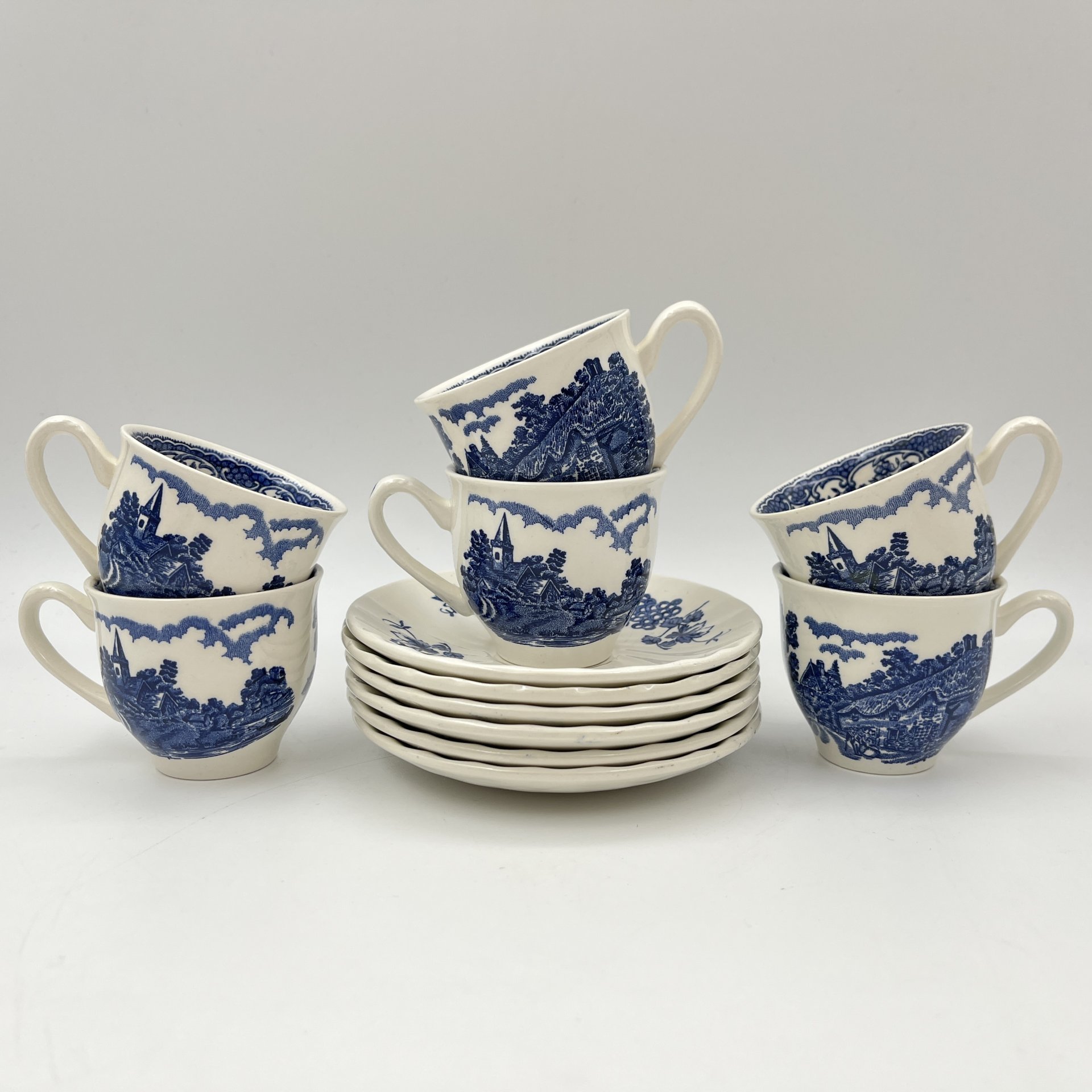 Набор кофейных пар с английскими сельскими пейзажами на 6 персон, Myott Meakin