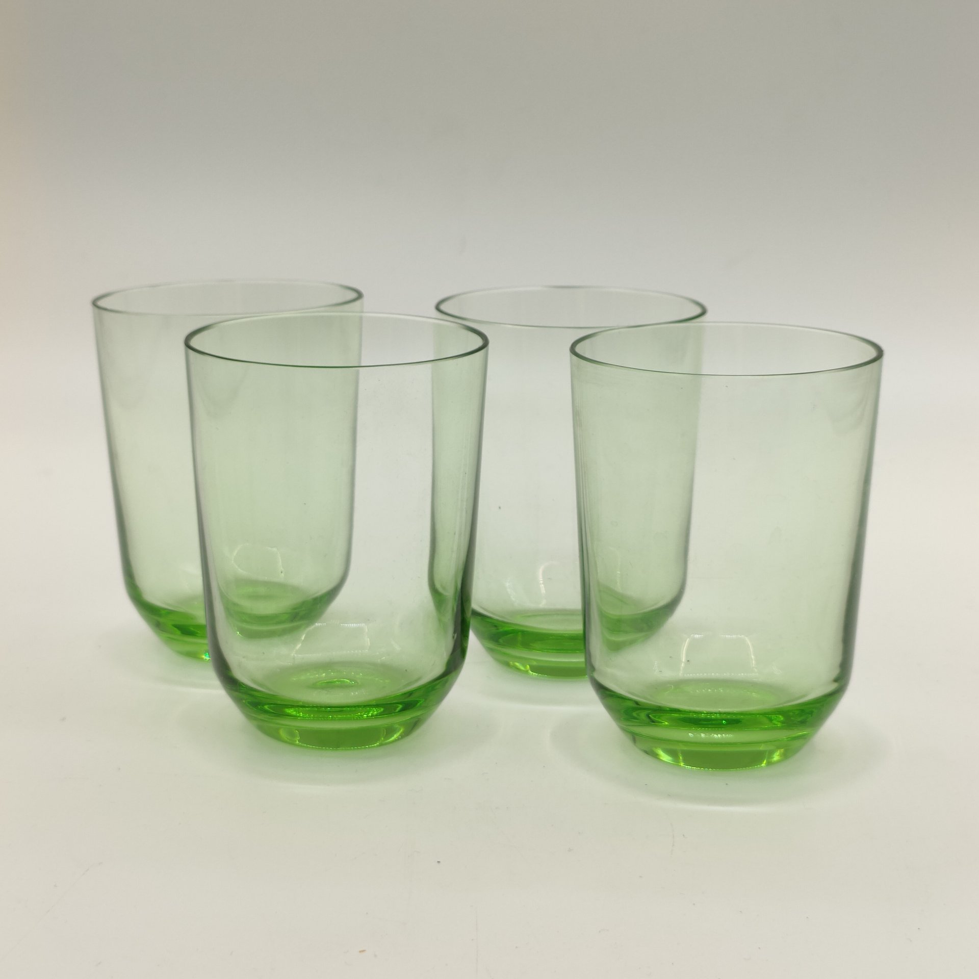 Набор из 4-х стопок зелёного оттенка, цветное стекло, СССР, 1960-1990 гг.