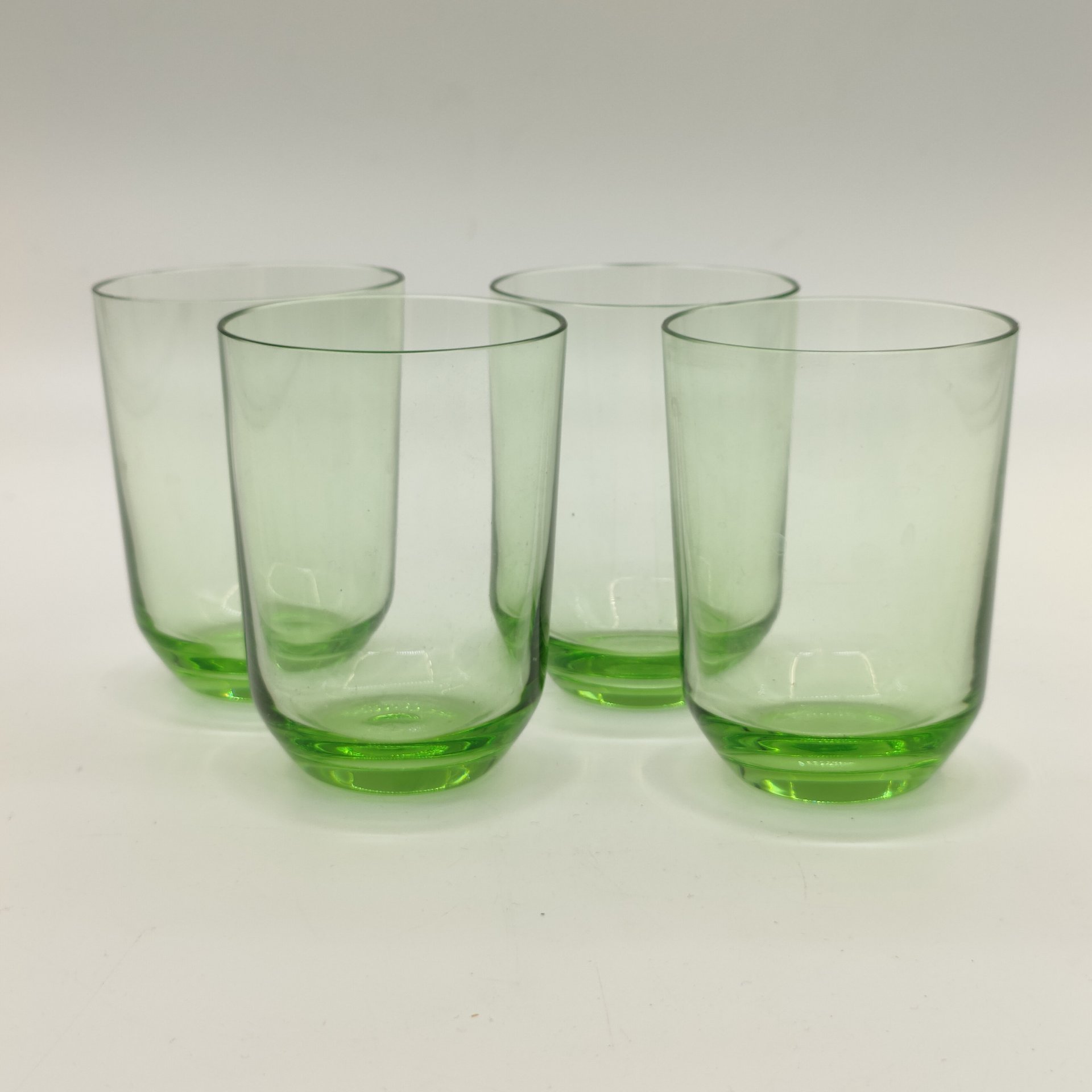 Набор из 4-х стопок зелёного оттенка, цветное стекло, СССР, 1960-1990 гг.