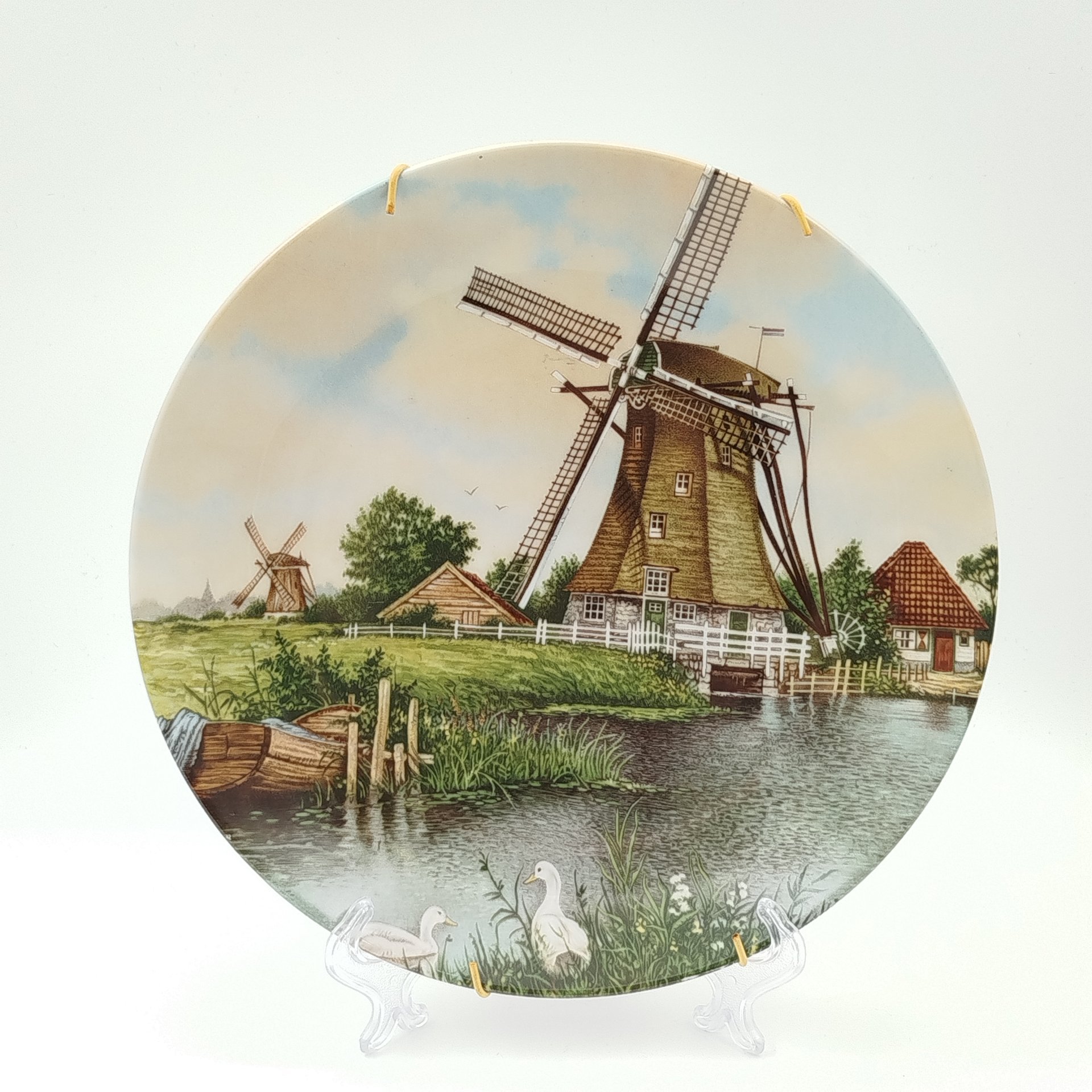 Тарелка настенная "Голландский пейзаж с мельницами", Royal Schwabap, фарфор, деколь, Нидерланды, 1984 г.