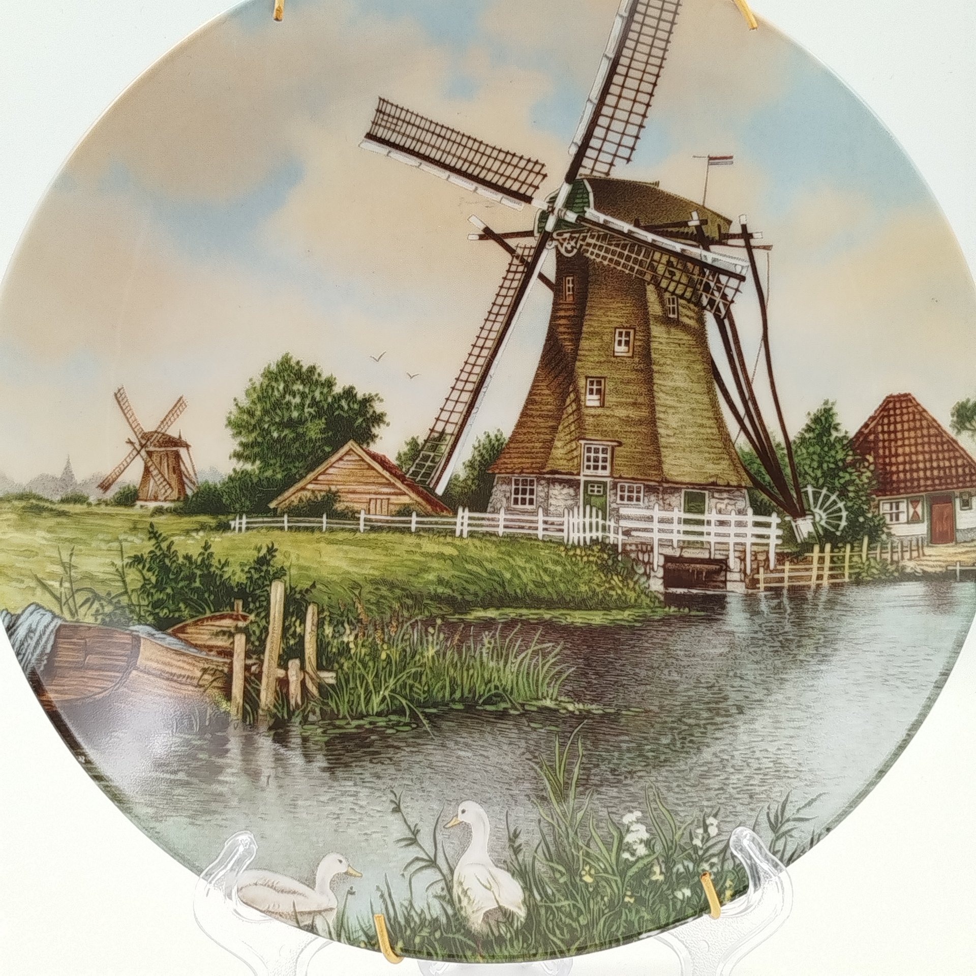 Тарелка настенная "Голландский пейзаж с мельницами", Royal Schwabap, фарфор, деколь, Нидерланды, 1984 г.