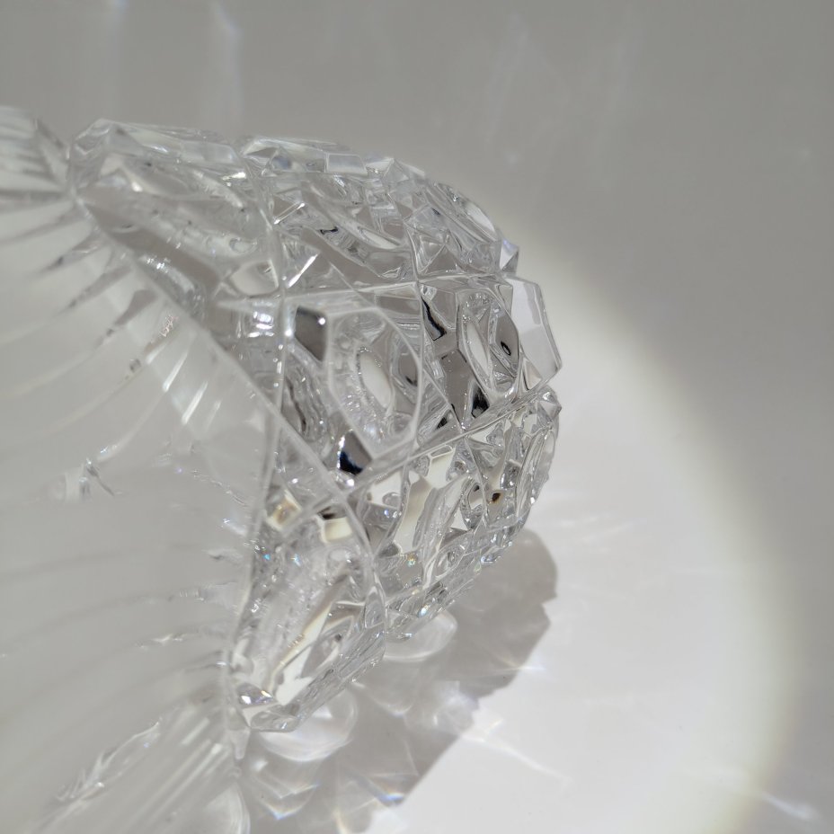 Ваза "Магнолия" с олимпийской символикой, автор Х.М. Пыльд, хрусталь, алмазная грань, Ленинградский завод художественного стекла (ЛЗХС), СССР, 1976-1980 гг.