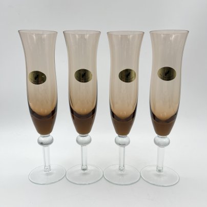 Набор из 4 бокалов для шампанского, стекло, Гусевской хрустальный завод (Гусь-Хрустальный), Российская Федерация, 1991-2010 гг.