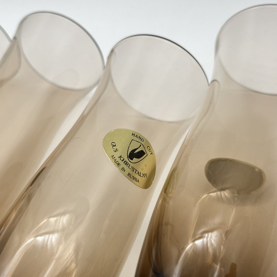 Набор из 4 бокалов для шампанского, стекло, Гусевской хрустальный завод (Гусь-Хрустальный), Российская Федерация, 1991-2010 гг.