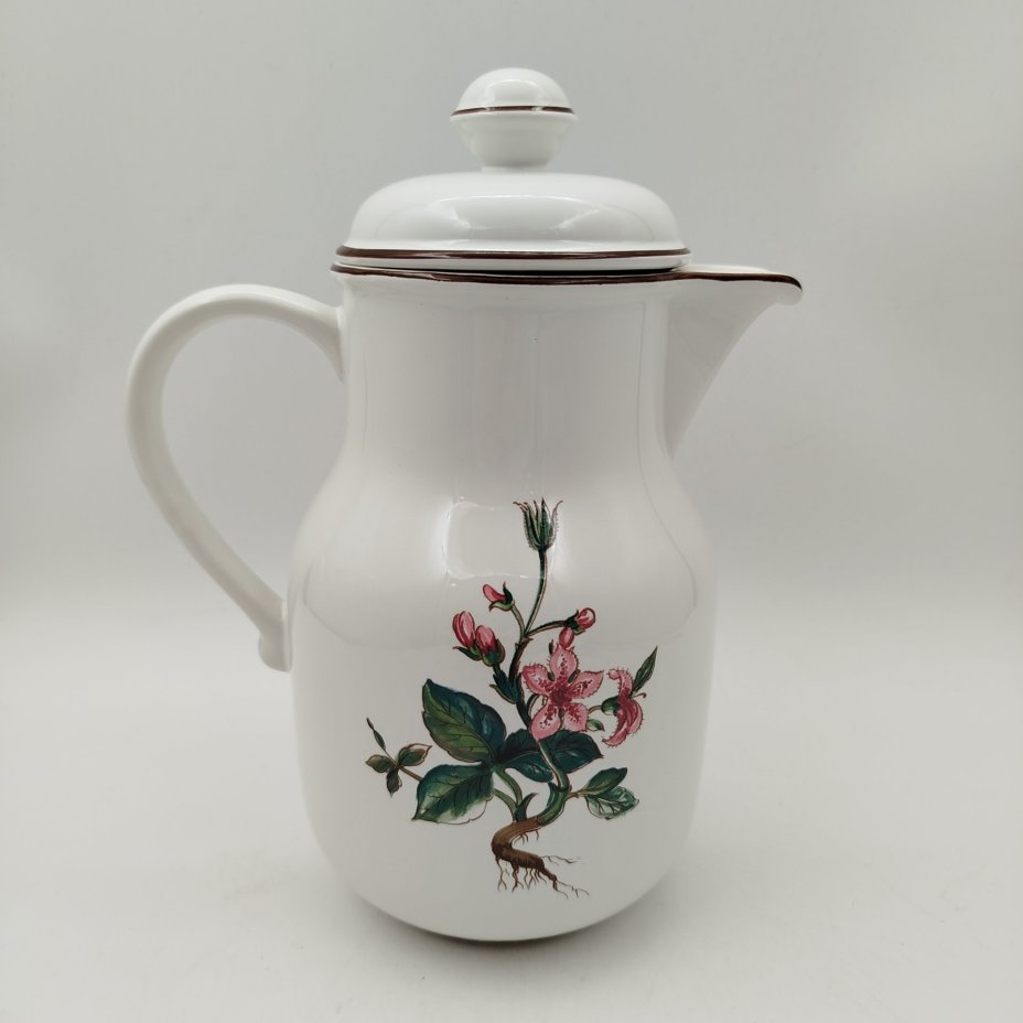 Кофейник "Menyanthes trifoliata" ("Вахта трёхлистная"), серия "Botanica", фарфор, деколь, Villeroy & Boch, Люксембург, 1980-2000 гг.
