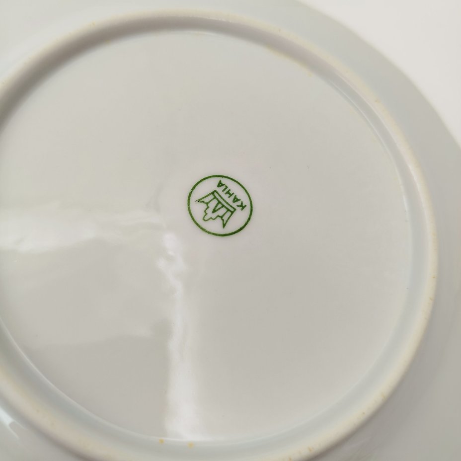 Набор из 6-ти десертных тарелок, украшенных изображением розы, фарфор, деколь, золочение, Kahla, ГДР, 1968-1987 гг.