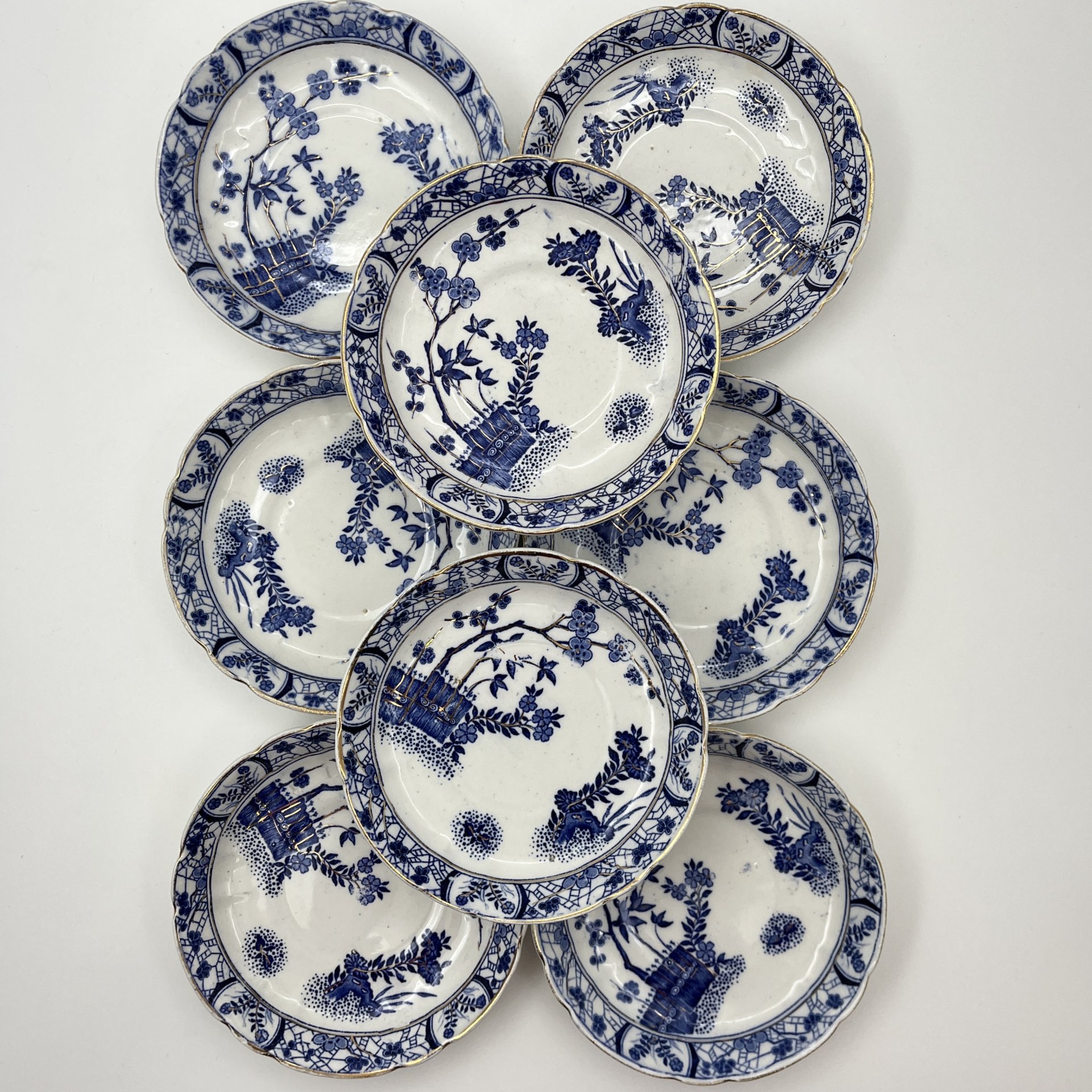 Набор из 8-ми десертных тарелок (блюдец) в азиатском стиле, Petrus Regout Maastricht