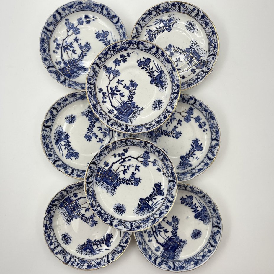 Набор из 8-ми десертных тарелок (блюдец) в азиатском стиле, Petrus Regout Maastricht