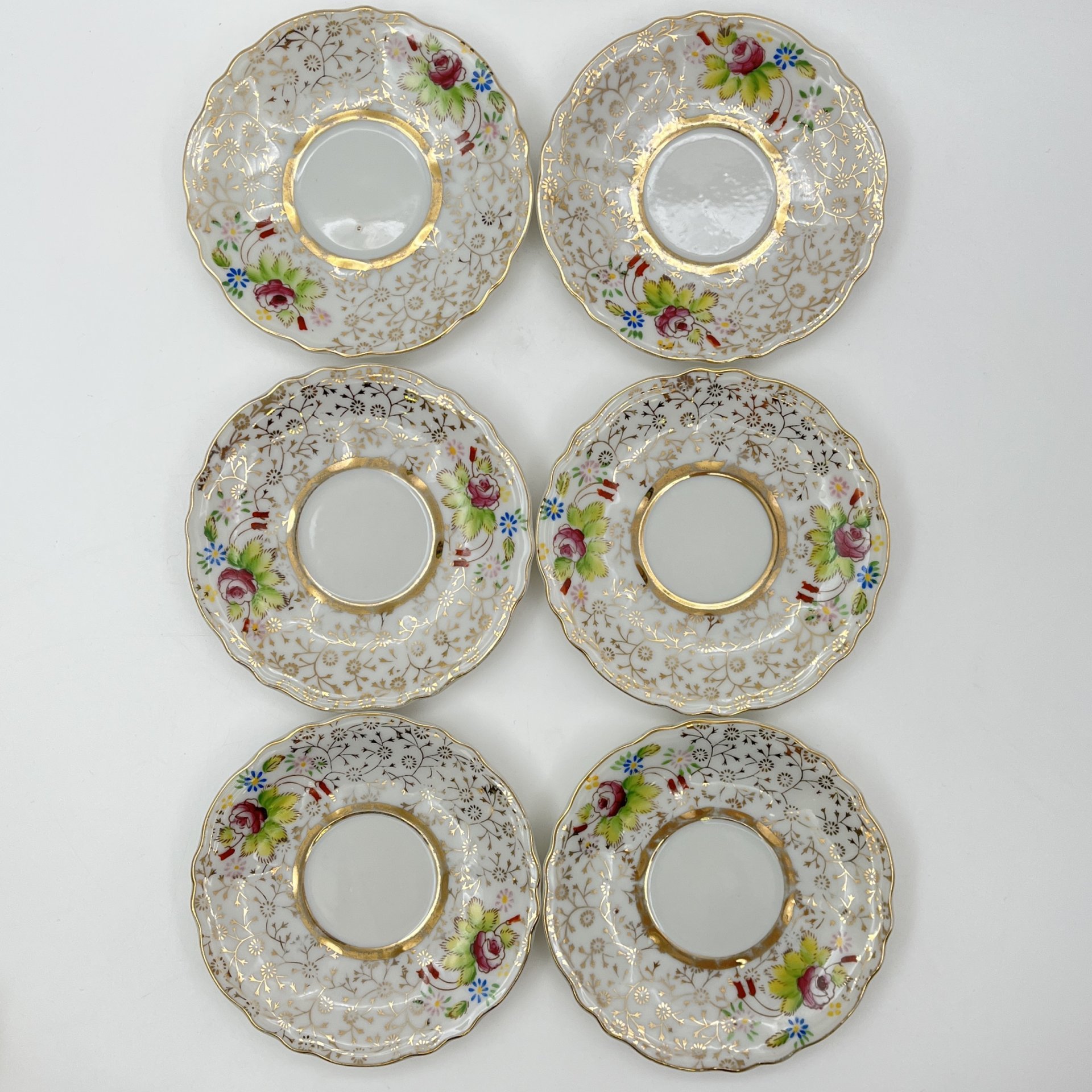 Кофейный набор с цветочным декором на 6 персон (14 предметов), фарфор, деколь, роспись, золочение, Европа, 1960-1980 гг.