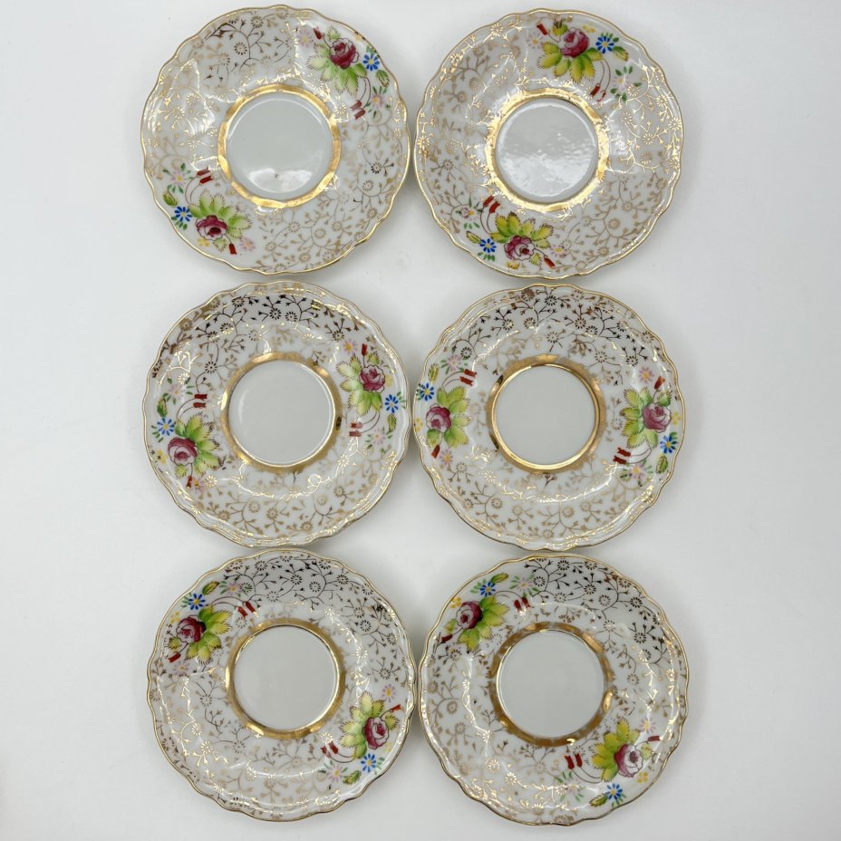 Кофейный набор с цветочным декором на 6 персон (14 предметов)