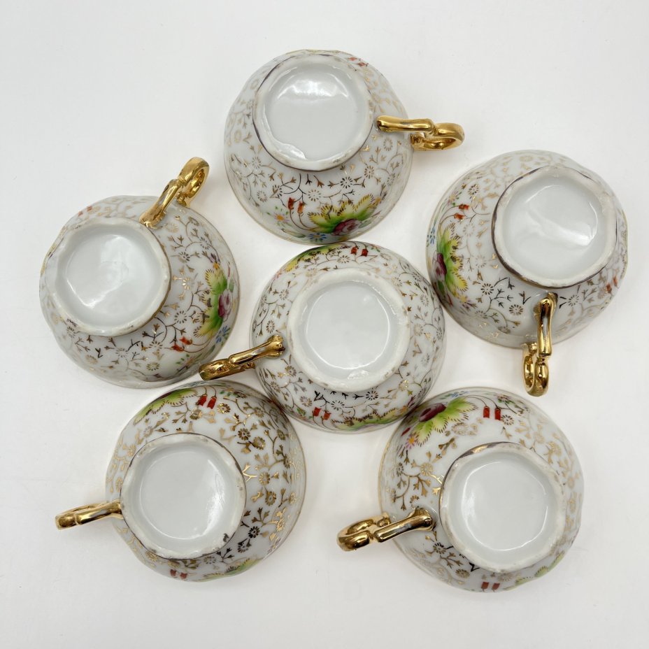 Кофейный набор с цветочным декором на 6 персон (14 предметов)