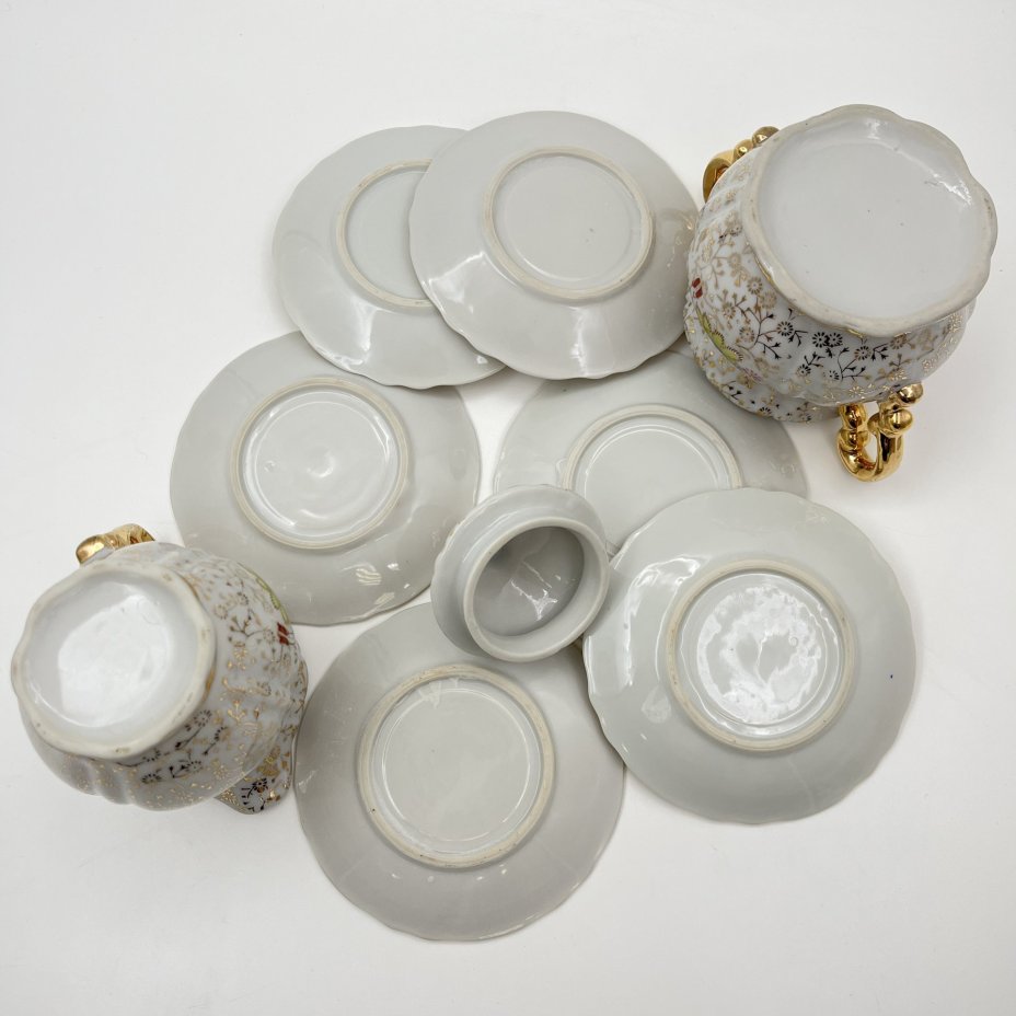 Кофейный набор с цветочным декором на 6 персон (14 предметов)