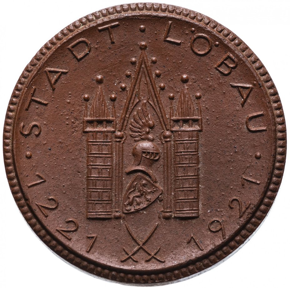 Медаль из мейсенского фарфора "700 лет Лобау" Германия, 1921