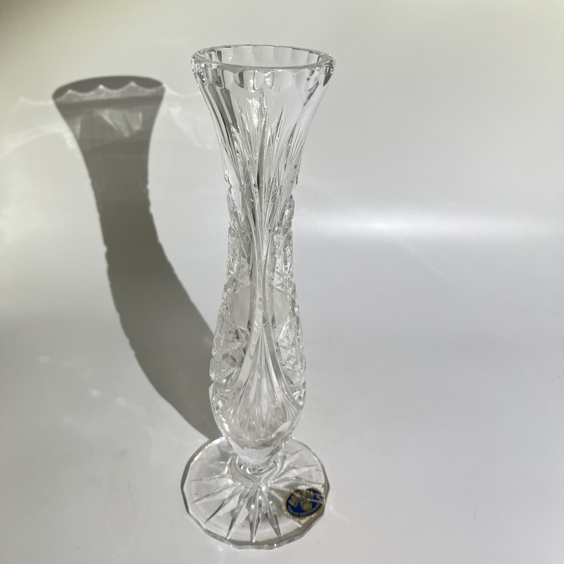 Узкая ваза с резным декором, Bohemia Crystalite