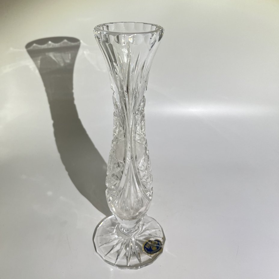 Узкая ваза с резным декором, Bohemia Crystalite