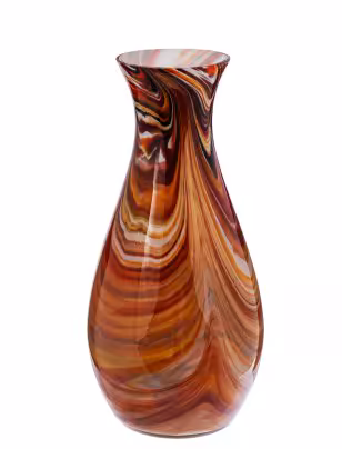 Ваза с фигурным туловом и цветным декором, стекло, СССР, 1970-1990 гг.