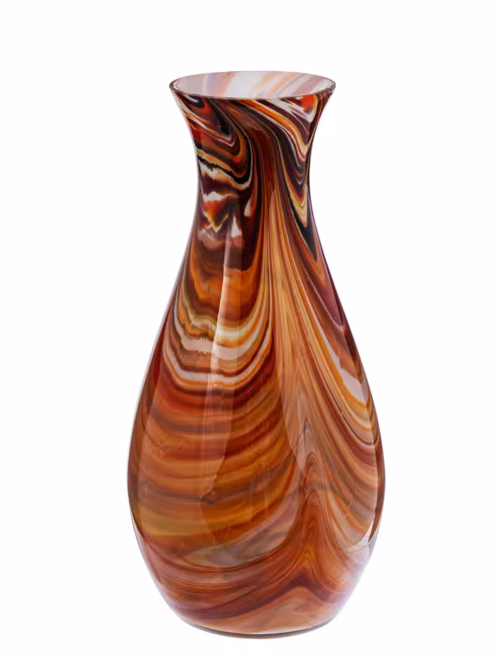 Ваза с фигурным туловом и цветным декором, стекло, СССР, 1970-1990 гг.