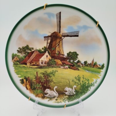 Тарелка настенная "Голландский пейзаж с мельницами", Royal Schwabap, фарфор, деколь, Нидерланды, 1980-1990 гг.