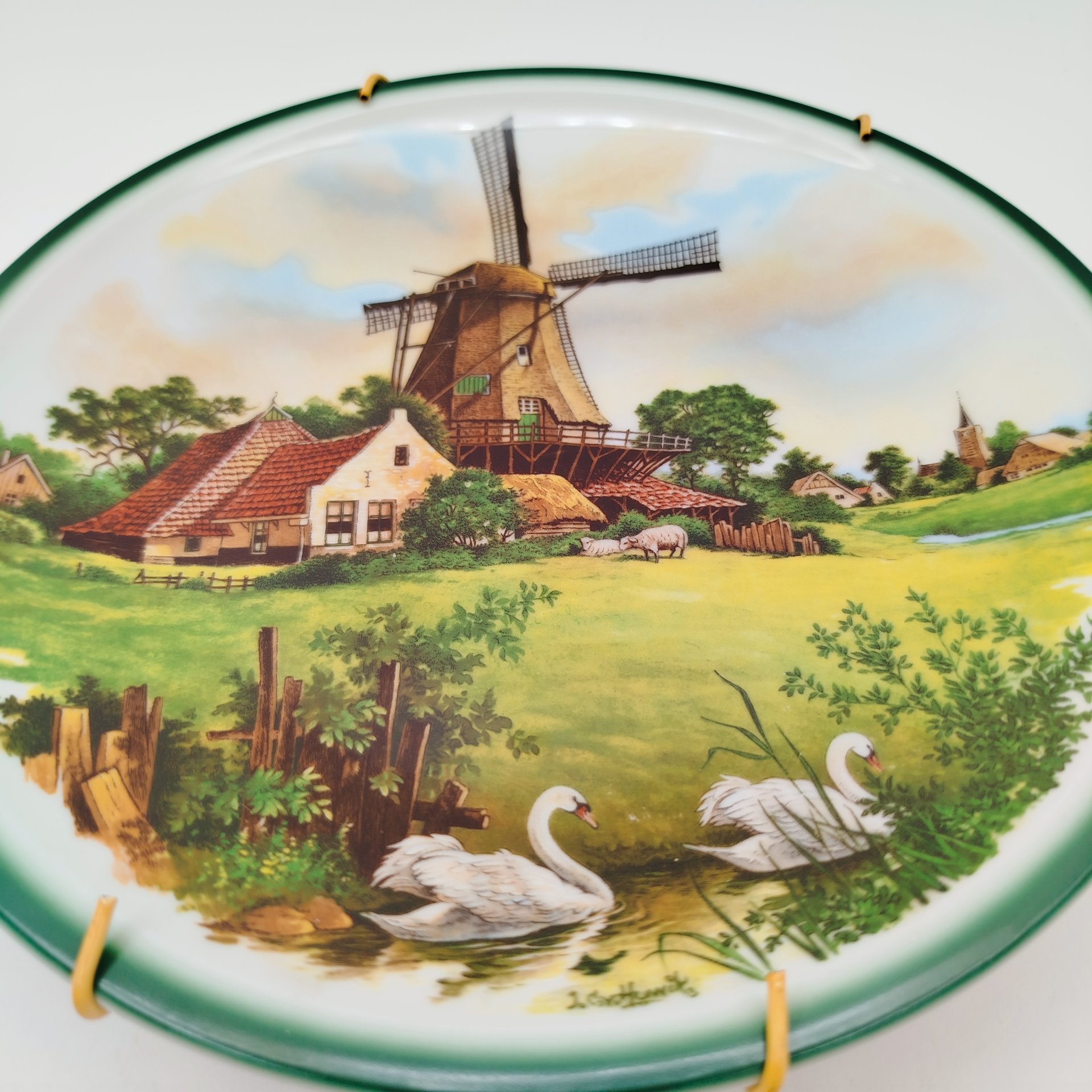 Тарелка настенная "Голландский пейзаж с мельницами", Royal Schwabap, фарфор, деколь, Нидерланды, 1980-1990 гг.