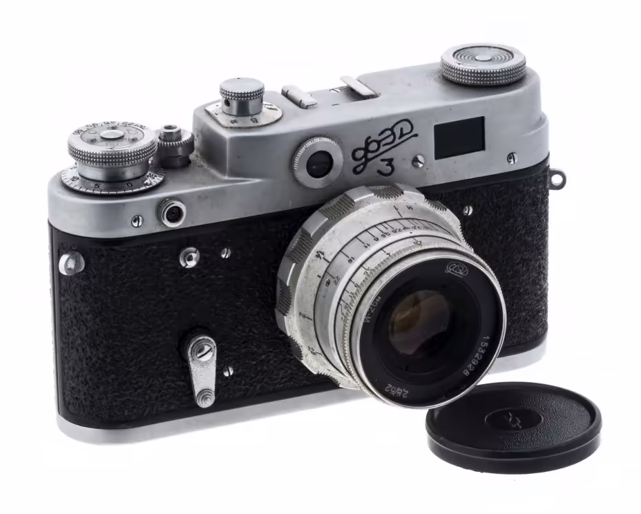 Фотоаппарат пленочный "ФЭД-3" с объективом "Индустар-26м" в оригинальном кофре, металл, завод "ФЭД", СССР, 1961-1979 гг., Харьковский машиностроительный завод им. Дзержинского (ФЭД)