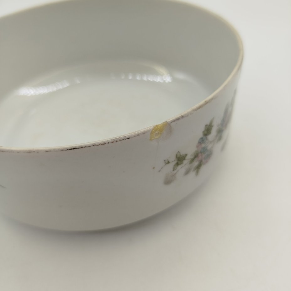 Конфетница с растительным декором, фарфор, золочение, деколь с подрисовкой, Дмитровский фарфоровый завод (ДФЗ Вербилки), СССР, 1917-1940 гг.