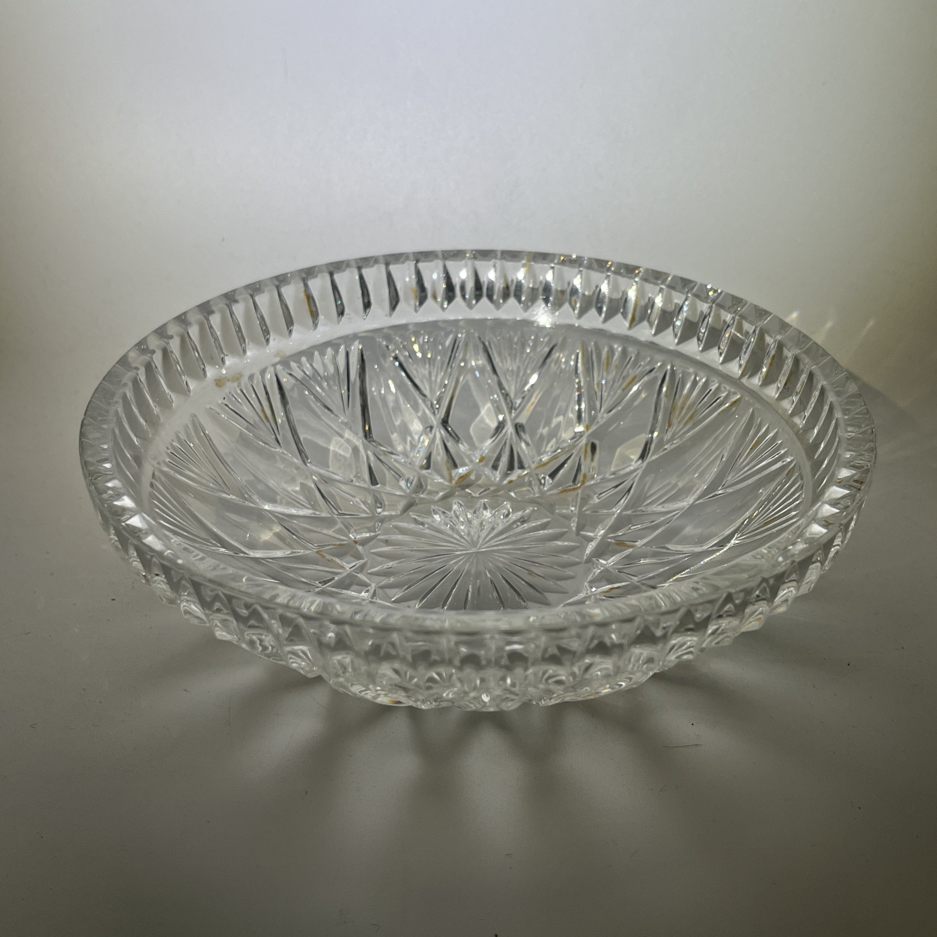 Сервировочное блюдо/салатник с геометрическим декором, хрусталь, пресс, СССР, 1970-1990 гг.
