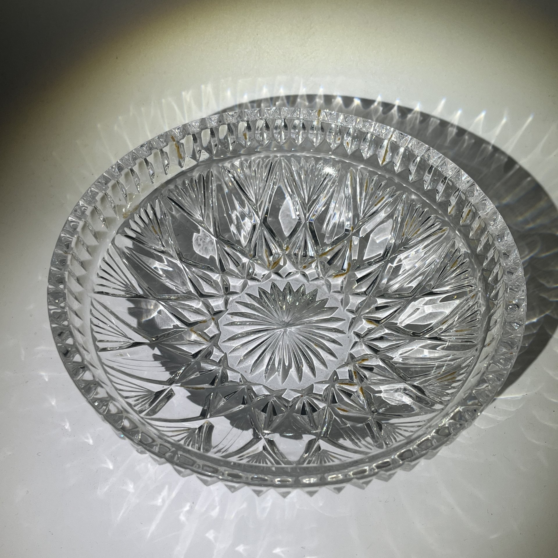 Сервировочное блюдо/салатник с геометрическим декором, хрусталь, пресс, СССР, 1970-1990 гг.