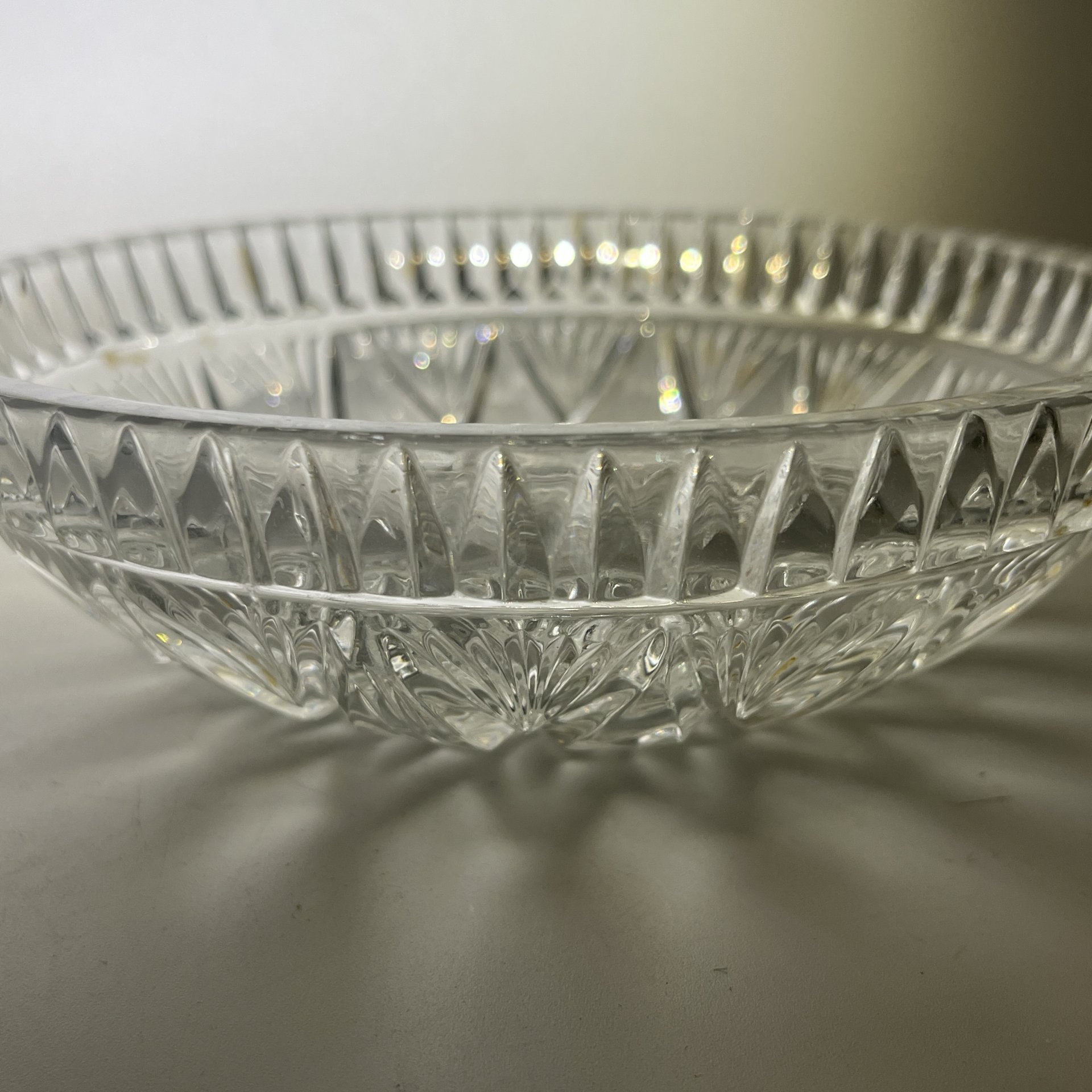 Сервировочное блюдо/салатник с геометрическим декором, хрусталь, пресс, СССР, 1970-1990 гг.