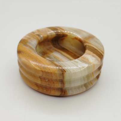 Пепельница круглой формы зеленовато-коричневого цвета, оникс, резьба, Азия, 2000-2015 гг.