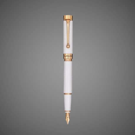 Перьевая ручка Aurora Edo White GT, перо - F, в подарочной коробке, Лаки и смолы: смола, хром