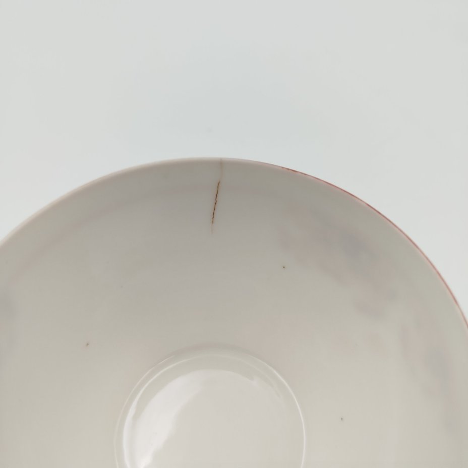 Пара чайная с цветочным декором, фарфор, печать по трафарету, обводка, золочение, Дмитровский фарфоровый завод (ДФЗ Вербилки), СССР, 1946-1950 гг.