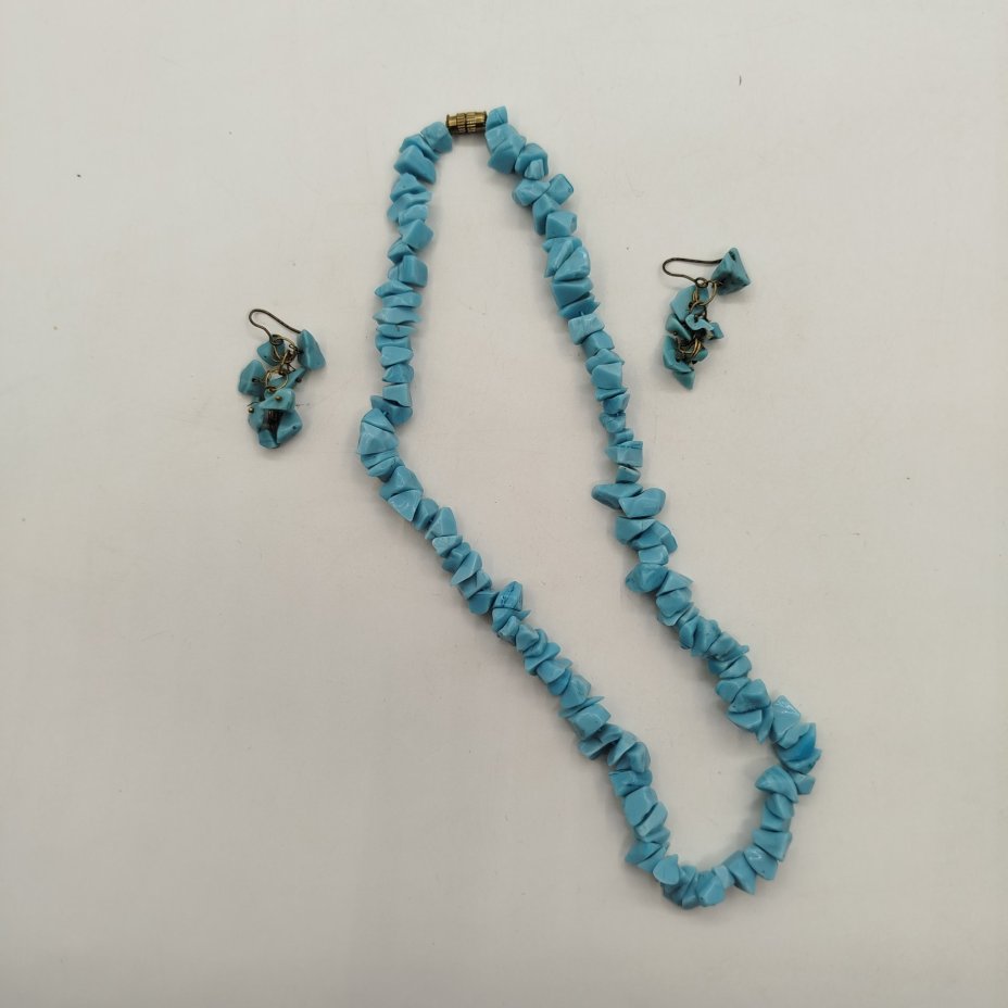 Набор из бус и сережек, натуральный камень, металл, СССР, 1970-1990 гг.