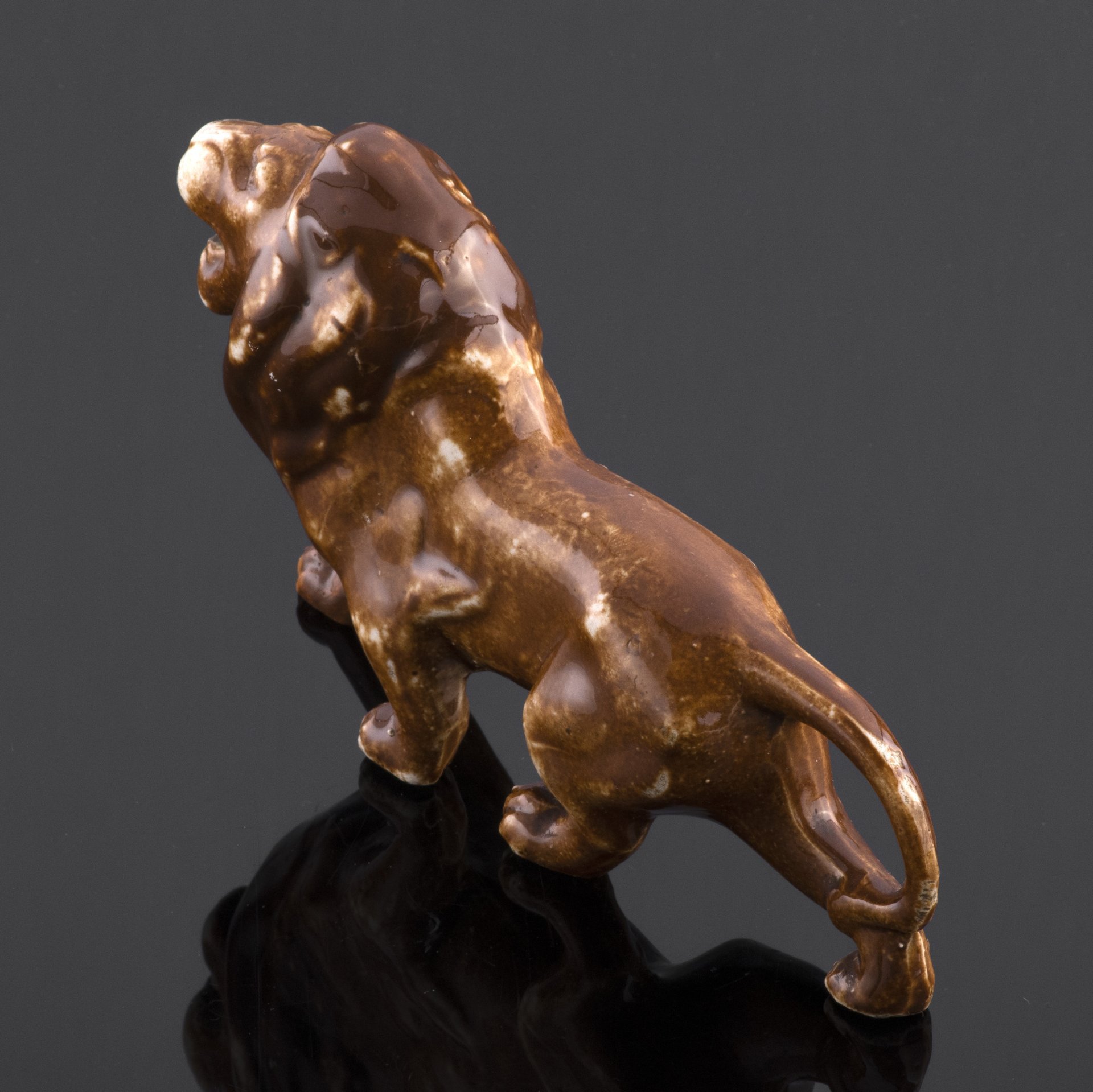 Статуэтка "Идущий лев", керамика, глазурь, СССР, 1970-1990 гг.