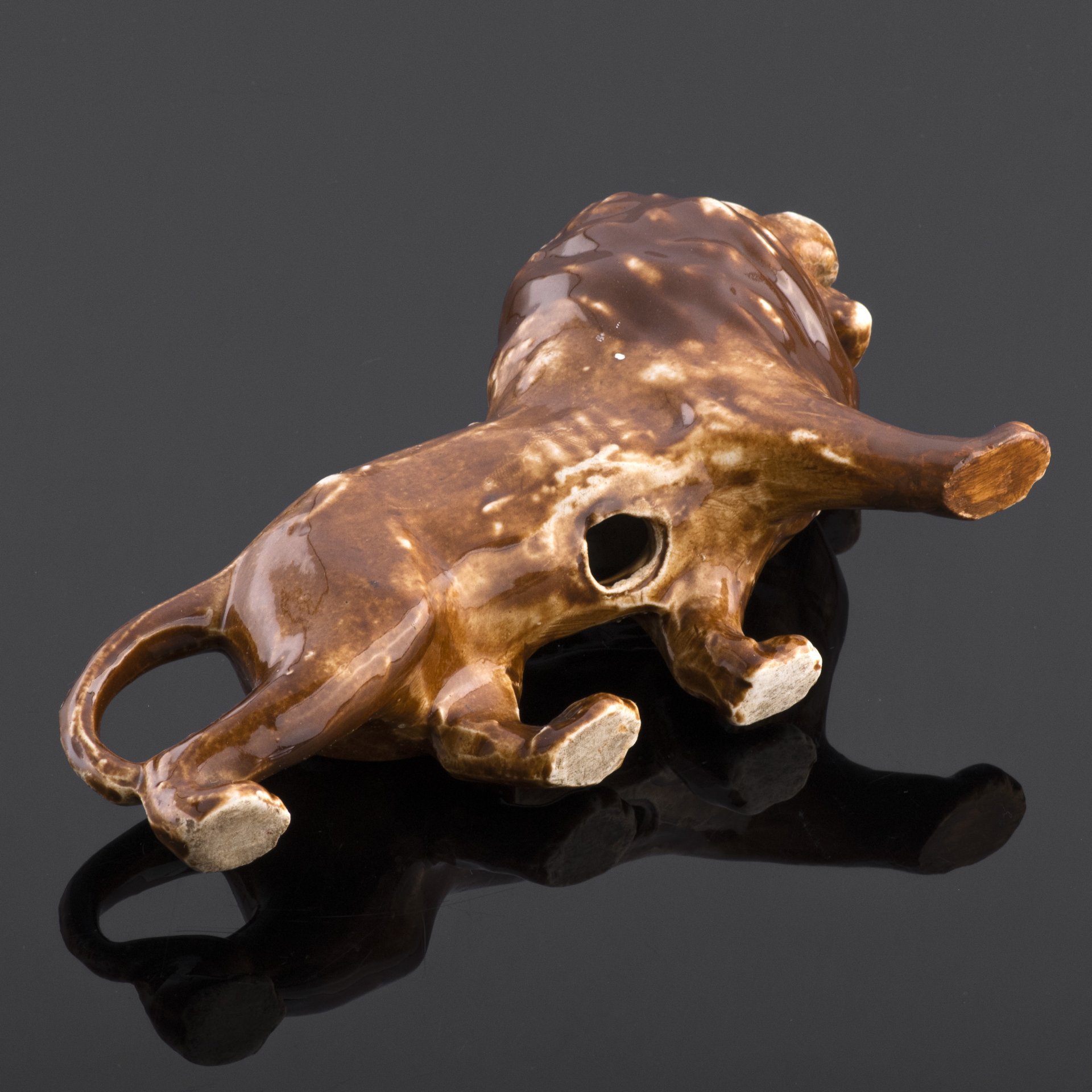 Статуэтка "Идущий лев", керамика, глазурь, СССР, 1970-1990 гг.