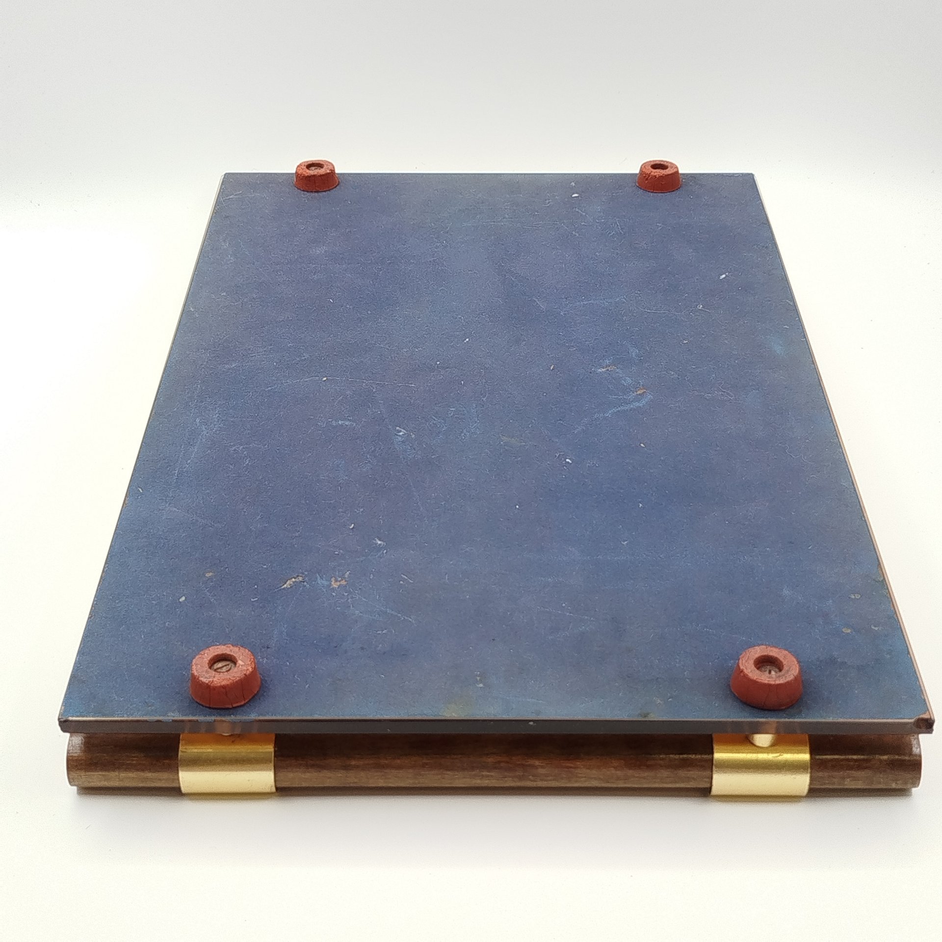 Поднос винтажный золотисто-медного оттенка, зеркальное полотно, металл, дерево, Европа, 1990-2000 гг.