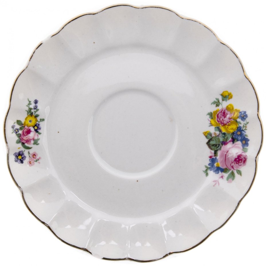 Пара чайная с цветочным декором, фарфор, деколь, золочение, Китай, 1990-2010 гг.