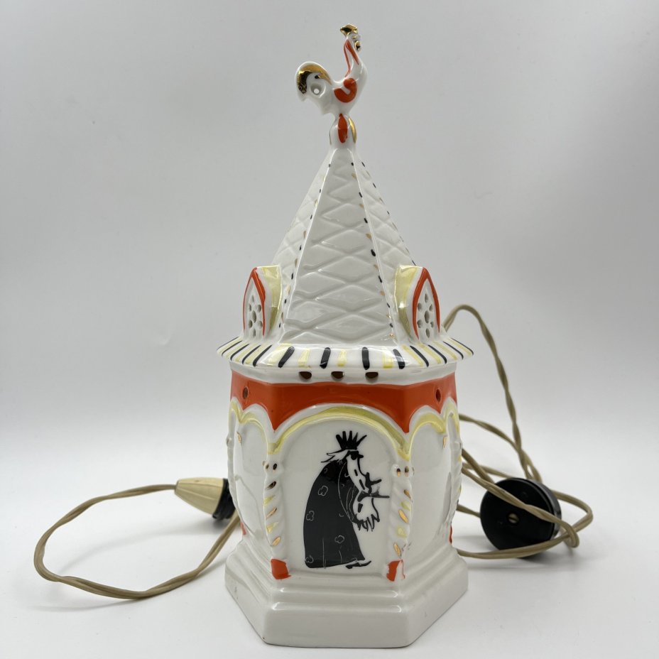 Ночник "Золотой петушок", фарфор, роспись, золочение, Ленинградский завод фарфоровых изделий (ЛЗФИ), СССР, 1956-1967 гг.