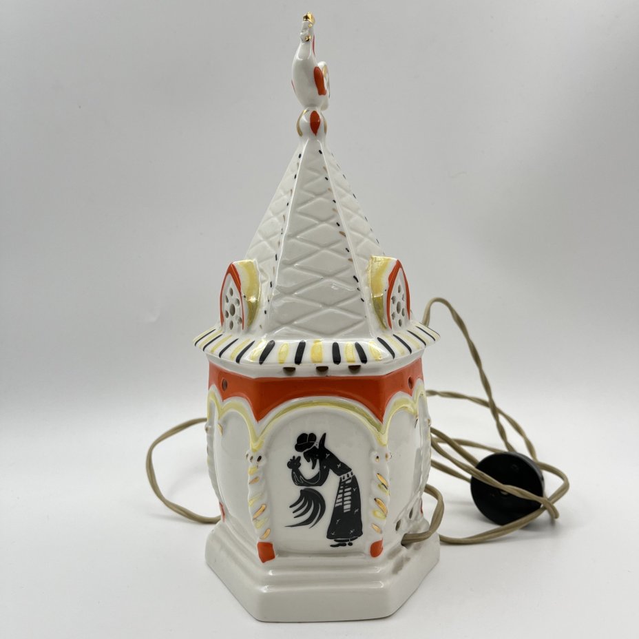 Ночник "Золотой петушок", фарфор, роспись, золочение, Ленинградский завод фарфоровых изделий (ЛЗФИ), СССР, 1956-1967 гг.