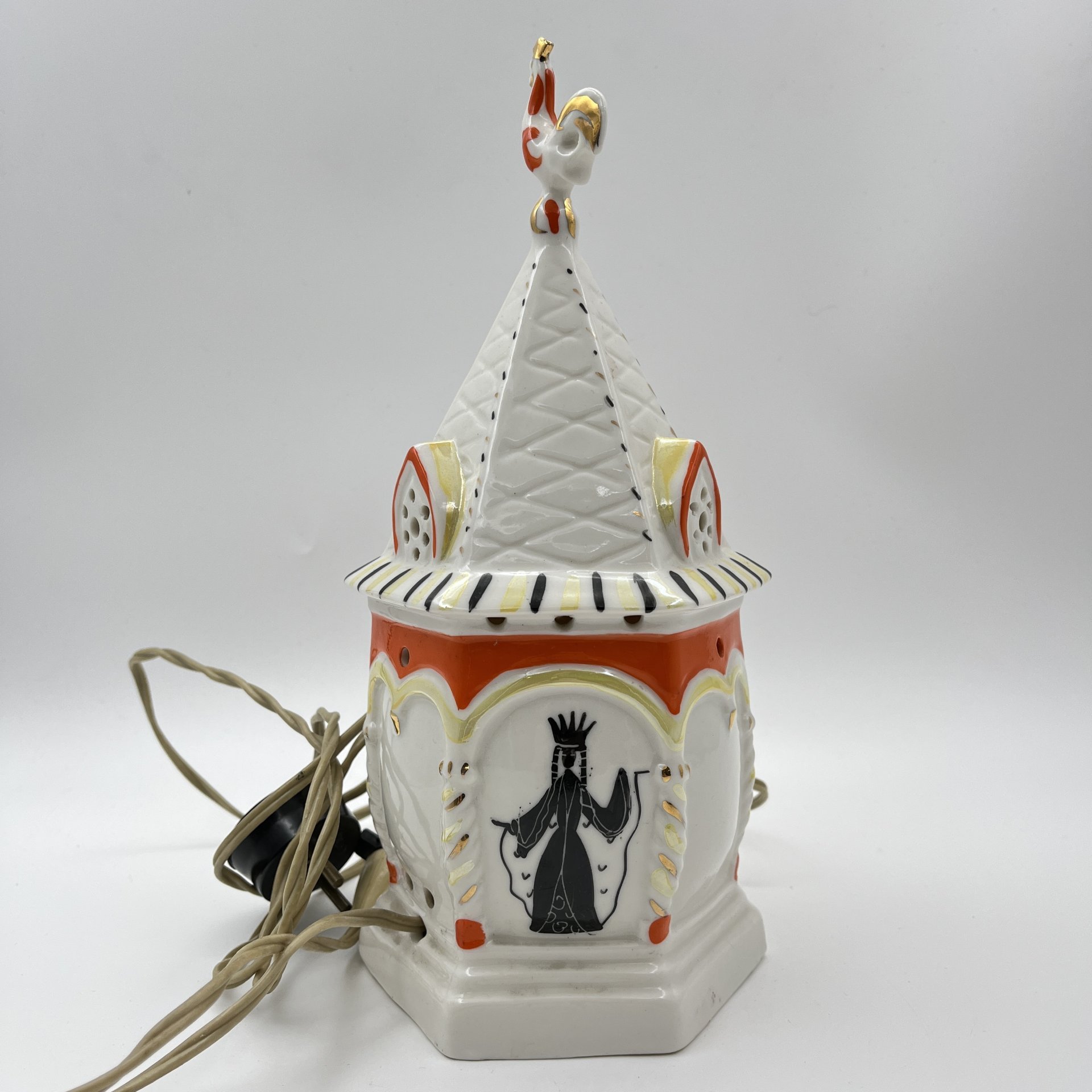 Ночник "Золотой петушок", фарфор, роспись, золочение, Ленинградский завод фарфоровых изделий (ЛЗФИ), СССР, 1956-1967 гг.