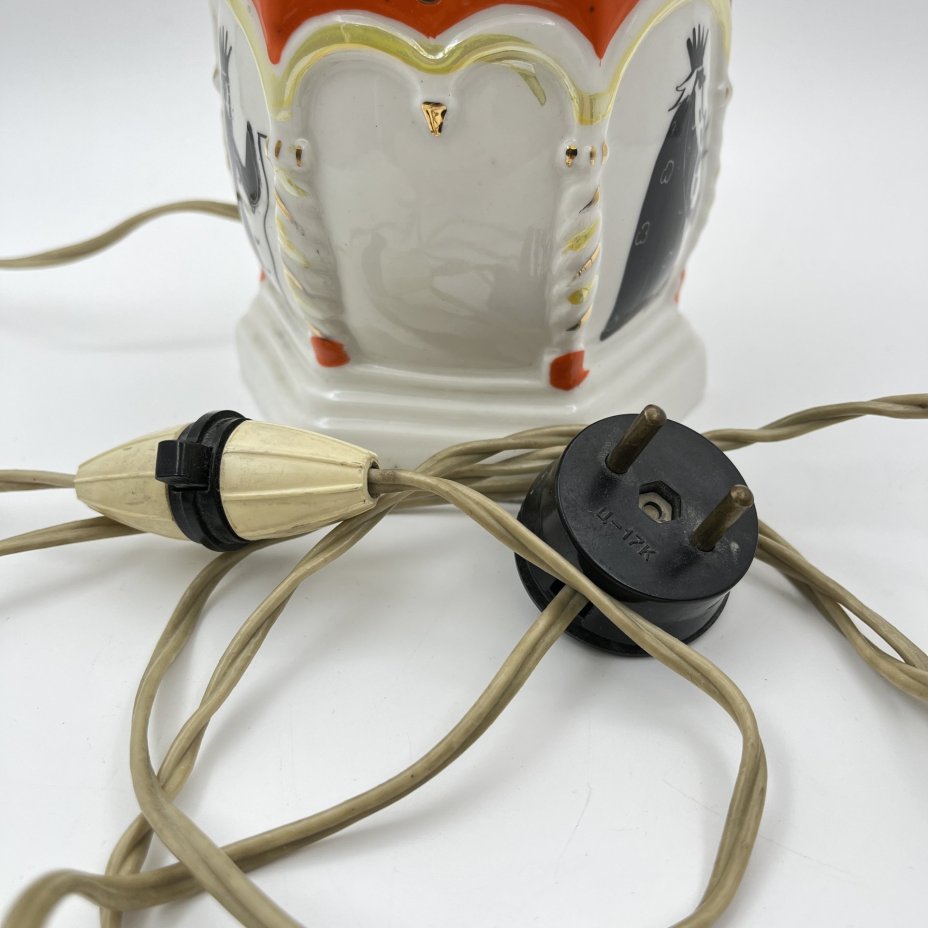 Ночник "Золотой петушок", фарфор, роспись, золочение, Ленинградский завод фарфоровых изделий (ЛЗФИ), СССР, 1956-1967 гг.