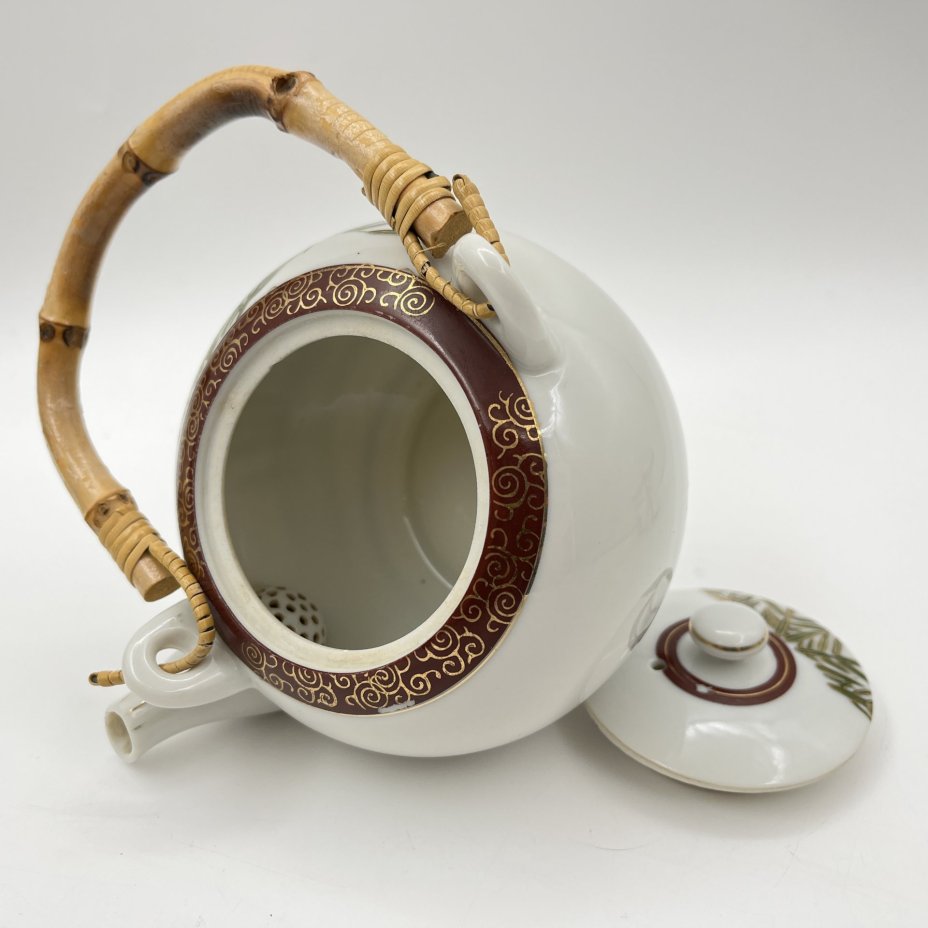 Чайный набор "Черный фазан" на 4 персоны, фарфор, трафарет,  золочение, Китай, 1980-2000 гг.