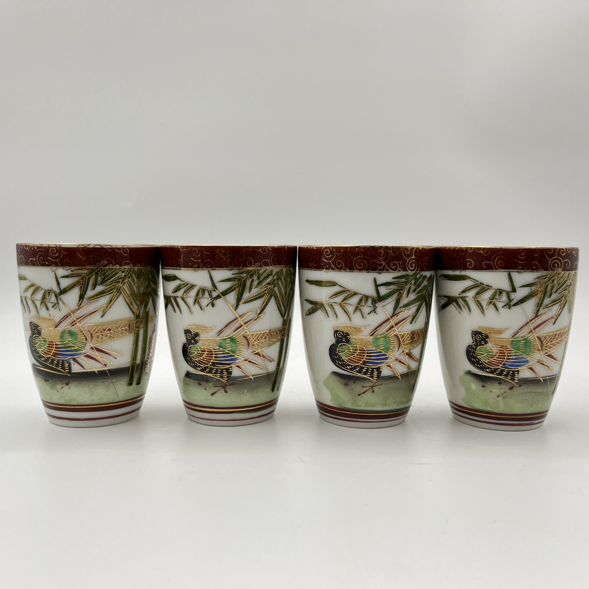 Чайный набор "Черный фазан" на 4 персоны, фарфор, трафарет,  золочение, Китай, 1980-2000 гг.