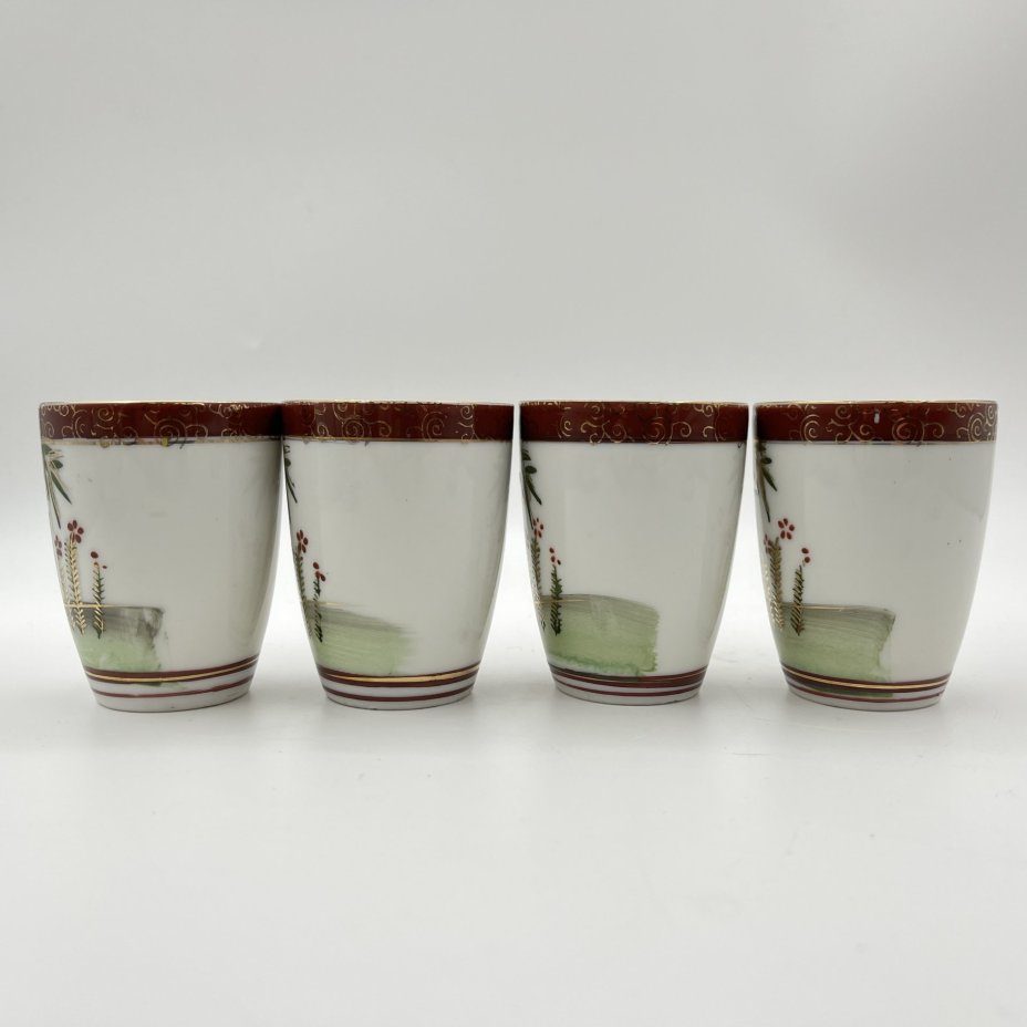 Чайный набор "Черный фазан" на 4 персоны, фарфор, трафарет,  золочение, Китай, 1980-2000 гг.