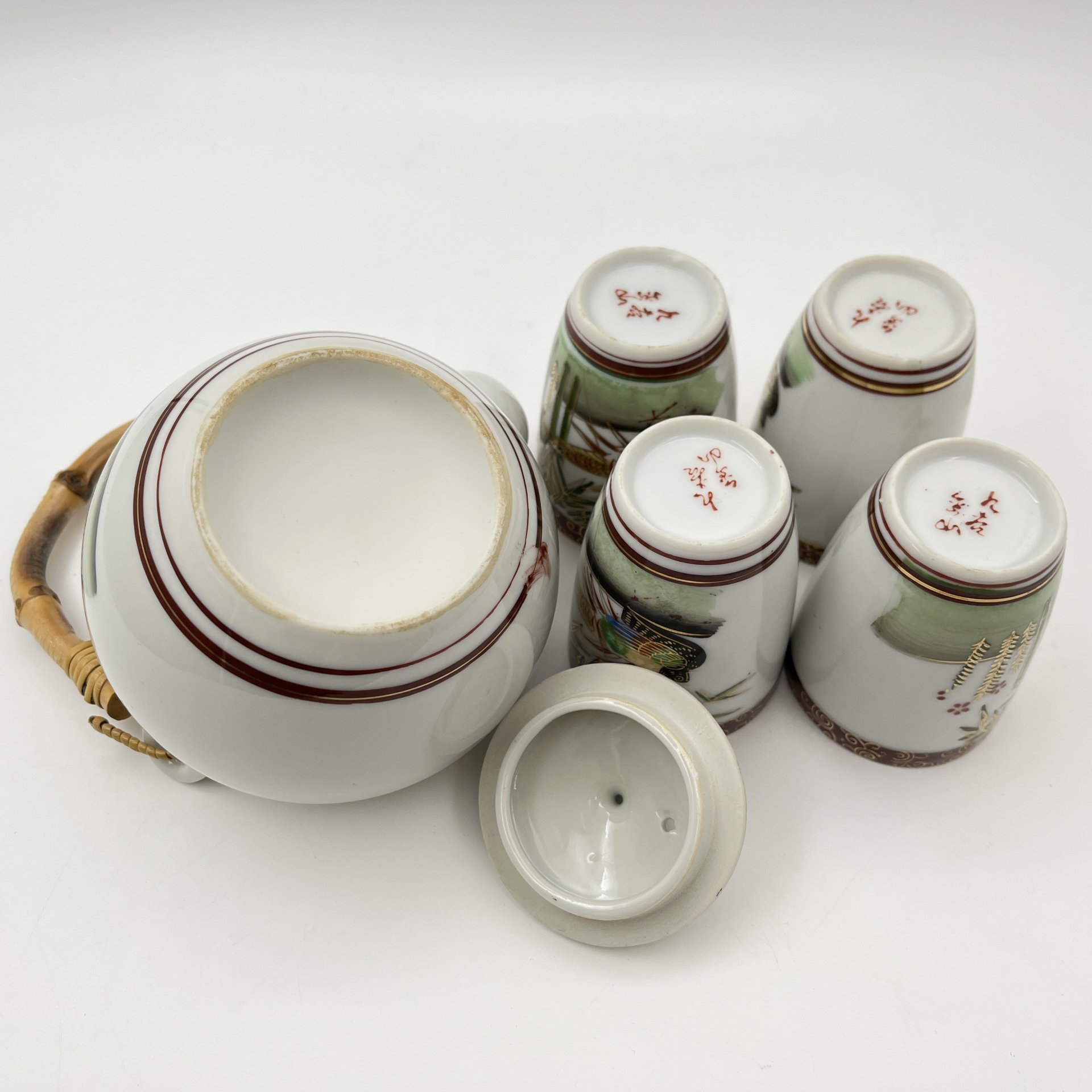 Чайный набор "Черный фазан" на 4 персоны, фарфор, трафарет,  золочение, Китай, 1980-2000 гг.